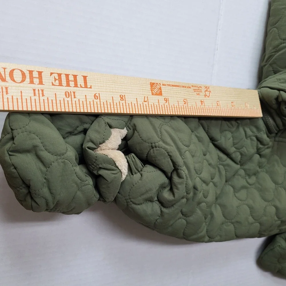 First Impressions 18 months Quilted Sherpa Lined Snowsuit Hooded Olive Green NWT